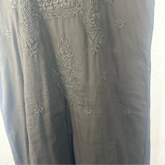 Roller Rabbit Faith Embroidered Cotton Black Dress Size XL Cap Sleeves - Picture 4 of 8